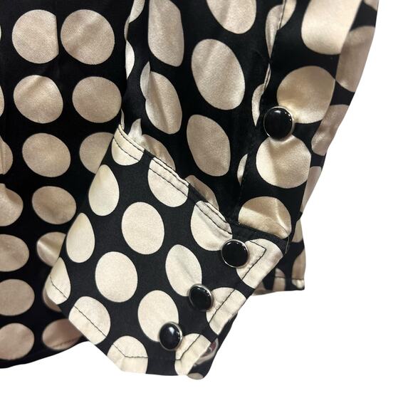 Count De La Liberte Black/White Silk SZ M Women’s Snap Up Blouse Excellent Cond. - Picture 6 of 12